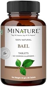 Bael Tablet by mi Nature | Bael Leaf (Aegle marmelos) Tablet | Pure & Natural Herb | Chemical & Free | Supplements | Vegan & Non-GMO |90 Tablets, 45 Days Supply| Made in India Minature