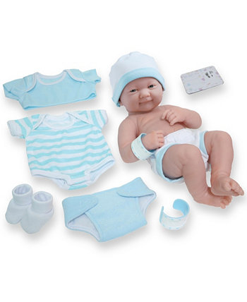 Улыбающаяся кукла La Newborn Nursery 14 дюймов, синий подарочный набор из 8 предметов JC Toys