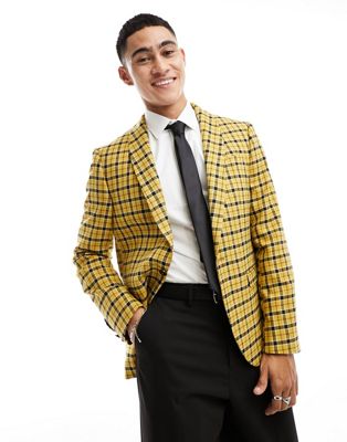 Желтый пиджак в клетку Twisted Tailor Twisted Tailor