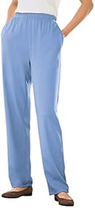 Woman Within Plus Size 7-Day Knit Straight Leg Pant Stretch Elastic Waist Petite & Tall Woman Within