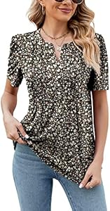 LUYAA Women's Long Sleeve Casual Blouses Dressy Tunic Top V Neck Button Office Wear Fall Winter Luyaa