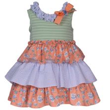Baby & Toddler Girl Bonnie Jean Mixed Print Tiered Sleeveless Ruffle Neck Dress Bonnie Jean