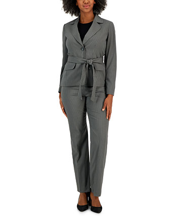 Женский блейзер и брюки в тонкую полоску с поясом Le Suit