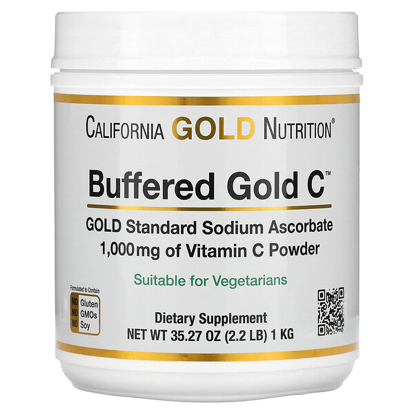 Buffered Gold C, Неацедный Витамин С в Порошке, Аскорбат Натрия, 1кг - California Gold Nutrition California Gold Nutrition
