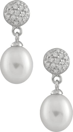 Серьги-капли CZ с пресноводным жемчугом 8–8,5 мм Splendid Pearls