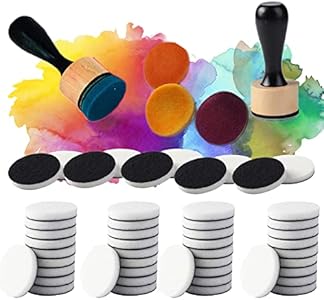 56 Packs Mini Round Ink Blending Tool with Foams Replacement Refill Foam Set Including 54 Pcs Replacement Foam Padsfor Distressing, Blending Scrapbooking Painting Drawing Art SuppliesInk Tools BAOFALI