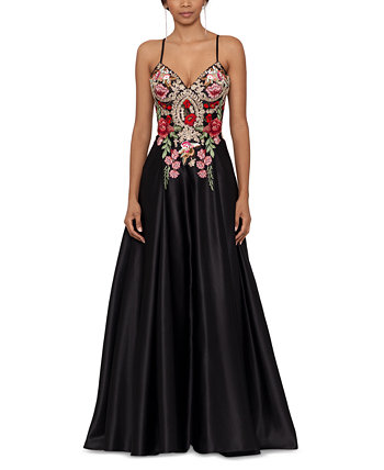 Juniors' Embroidered Ball Gown Blondie Nites