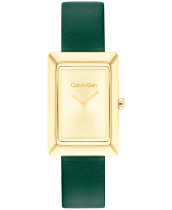 Женские часы на две руки с зеленым кожаным ремешком, 22,5 мм Calvin Klein