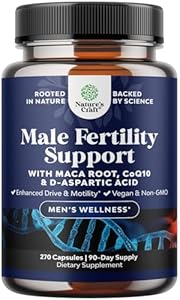 Pre Conception Male Fertility Supplement - Advanced Fertility Supplement for Men with CoQ10 Maca Root Methyl Folate & D-Aspartic Acid for Enhanced Count Motility & Overall Fertility Support (1 Month) Natures Craft