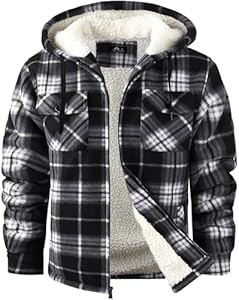 Мужская Флисовая кофта GEEK LIGHTING Flannel Shirts Jacket Sherpa Lined Fleece Plaid Hoodie Long Sleeve Winter Warm Coat GEEK LIGHTING