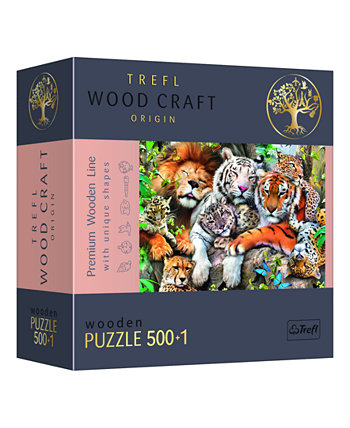 Деревянный пазл Wood Craft, 501 деталь - Дикие кошки в джунглях Trefl