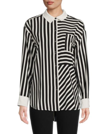 Полосатая рубашка с карманом на пуговицах Karl Lagerfeld Paris