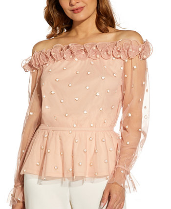Off-The-Shoulder Peplum Top Adrianna Papell