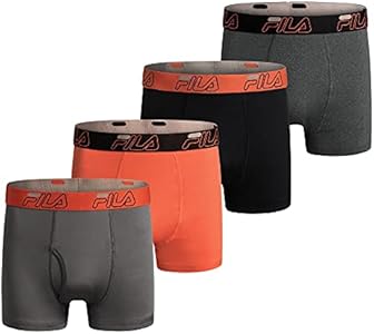 Fila Men's 4" Trunk Front Fly, 90% Polyester 10% Spandex, 4-Pack Fila