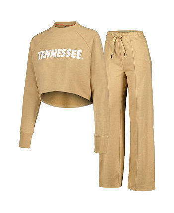 Женский комплект из укороченного свитшота и спортивных штанов коричневого цвета Tennessee Volunteers реглан Kadyluxe