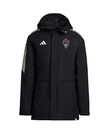 Мужская черная куртка Colorado Rapids Stadium Parka с капюшоном и регланами на молнии во всю длину Adidas