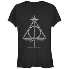 Juniors' Harry Potter Deathly Hallows Symbol Line Art Fitted Graphic Tee Harry Potter