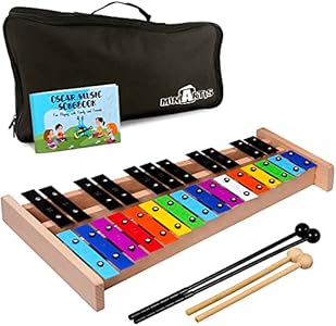 Glockenspiel Xylophone | Full Size Glockenspiel Xylophone 27 Note Metal Keys for Adults & Kids | Percussion Instrument Includes 2 Wooden Beaters and Carry Case MINIARTIS