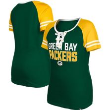 Women's New Era  Green Green Bay Packers Raglan Lace-Up T-Shirt New Era