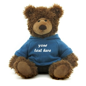 Made by Aliens Personalized Adorable Frankie Teddy Bear-with Teal Hoodie- Stuffed Animal Plush Toy-Custom Text on Hoodie-Perfect Gift for Valentine Day-Graduation Day-Birthday- 12 inches Made by aliens