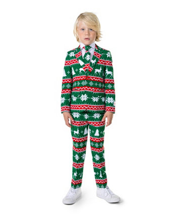 Праздничный рождественский наряд для маленьких мальчиков, включающий пиджак, брюки и костюм с галстуком OppoSuits