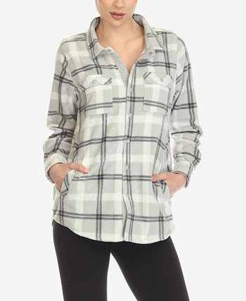 Women's Flannel Plaid Shirt White Mark
