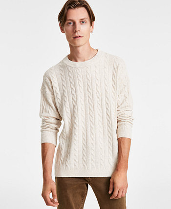 Мужской свитер классической вязки косой вязки с круглым вырезом, созданный для Macy's And Now This