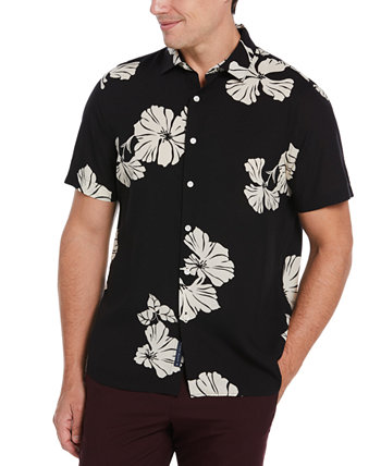 Мужская рубашка с коротким рукавом и пуговицами в современном стиле с цветочным принтом Perry Ellis