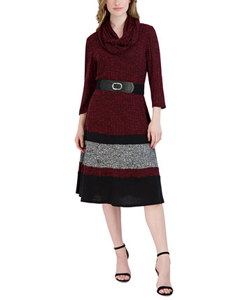 Women's Rib-Knit Belted Sweater Dress Robbie Bee