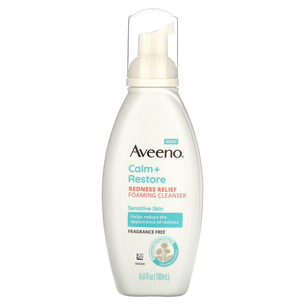 Calm + Restore, Foaming Cleanser, Sensitive Skin, Fragrance Free, 6 fl oz (180 ml) Aveeno
