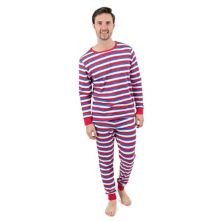 Leveret Мужская хлопковая пижама из двух частей Полосатый красный и однотонный верх Белый S Leveret