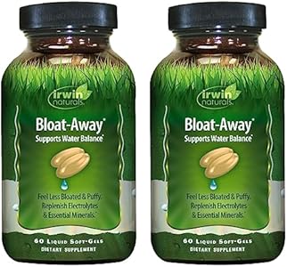 Irwin Naturals Bloat-Away - 60 Liquid Soft-Gels (Жидкие мягкие капсулы), Pack of 2 - Water Balance Support - Replenish Electrolytes & Essential Minerals - 40 Total Servings (Порции) Irwin Naturals