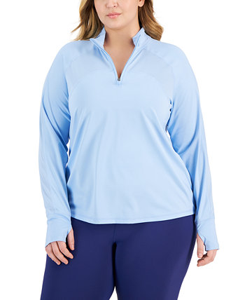 Plus Size Quarter Zip Long Sleeve Top, Created for Macy's ID Ideology