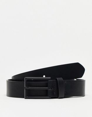ASOS DESIGN smart faux leather belt with matte black buckle in black ASOS DESIGN