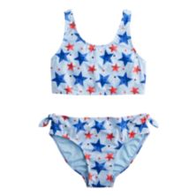 Girls 4-16 Breaking Waves Starry Print Bralette Swim Top & Faux Side-Tie Swim Bottoms Set Breaking Waves
