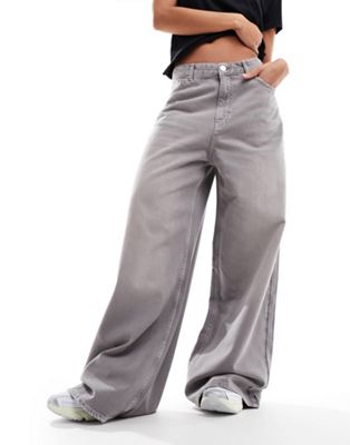 Серые широкие джинсы с низкой посадкой и широкими штанинами Pull&Bear Pull&Bear