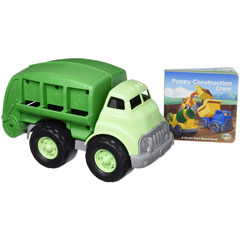 Green Toys Recycling Truck & Board Book, Green - Pretend Play, Motor Skills, Reading, Kids Toy Vehicle. No BPA, phthalates, PVC. Dishwasher Safe, Recycled Plastic, Made in USA. Green Toys