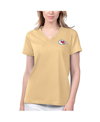 Женская золотая футболка Kansas City Chiefs Game Time с v-образным вырезом Margaritaville