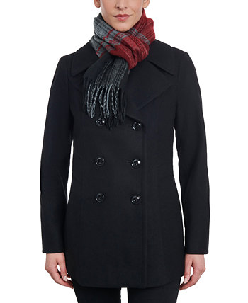 Женское Шерстяное Пальто с Двубортным Застежкой и Шарфом в Клетку London Fog London Fog