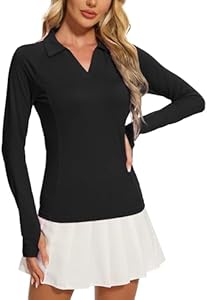 MathCat Women's Long Sleeve Golf Shirts UPF50+ Quickly Dry Tennis Polo Lightweight Sports Athletic Tops MathCat