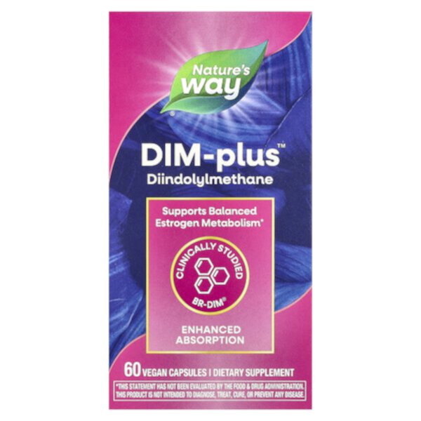 DIM-Plus, Метаболизм эстрогена, 60 вегетарианских капсул Nature's Way