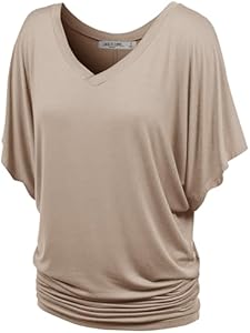 Lock and Love Women's Versatile Casual Short Sleeve Dolman Top – Loose Fit Boat Neck & V-Neck T-Shirt Lock and Love