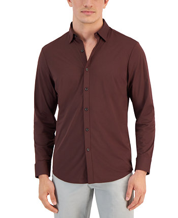 Мужская рубашка Alfatech с длинным рукавом, окрашенная в пряжу, созданная для Macy's Alfani