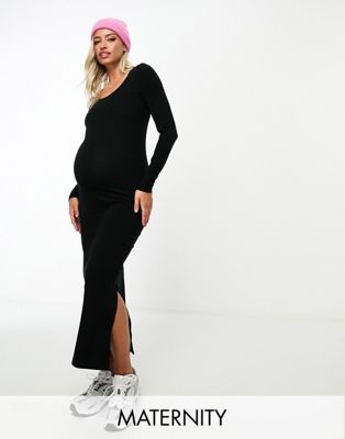 Черное облегающее платье миди из джерси Mamalicious Maternity MAMALICIOUS