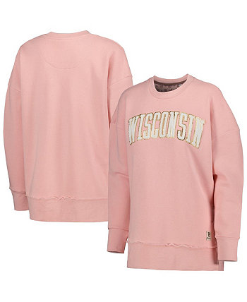 Розовый женский флисовый пуловер Wisconsin Badgers La Jolla свитшот Pressbox