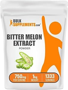 BulkSupplements.com Bitter Melon Extract Powder (Порошок) - Bitter Melon Supplement, Bitter Gourd Extract - Herbal Supplement, Gluten Free, 750mg per Serving (Порция), 100g (3.5 oz (Унции)) (Pack of 1) BulkSupplements