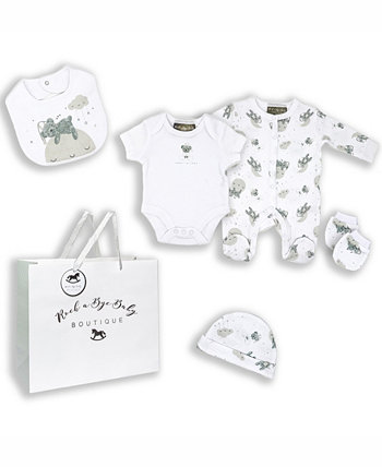 Baby Boys and Girls Sweet Dreams Bear Layette Gift в сетчатом мешочке, набор из 5 предметов Rock-A-Bye Baby Boutique
