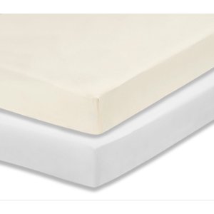 Everyday Kids 2-Pack Fitted Crib Sheets - White/Beige EVERYDAY KIDS