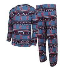 Men's Concepts Sport Navy Cleveland Guardians Knit Ugly Sweater Long Sleeve Top & Pants Set Unbranded