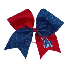 Los Angeles Dodgers Jumbo Glitter Bow with Ponytail Holder Unbranded
